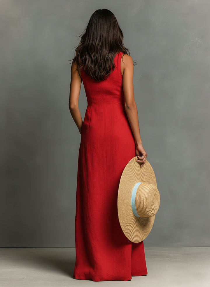 Hani - Robe-chemise en Lin À Boutons Sur Le Devant