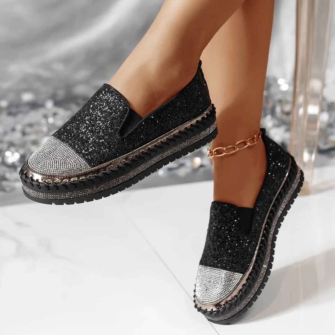 Lizka - Mocassins à Semelle Compensée Avec Paillettes et Strass