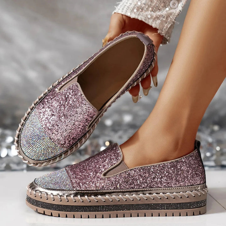 Lizka - Mocassins à Semelle Compensée Avec Paillettes et Strass