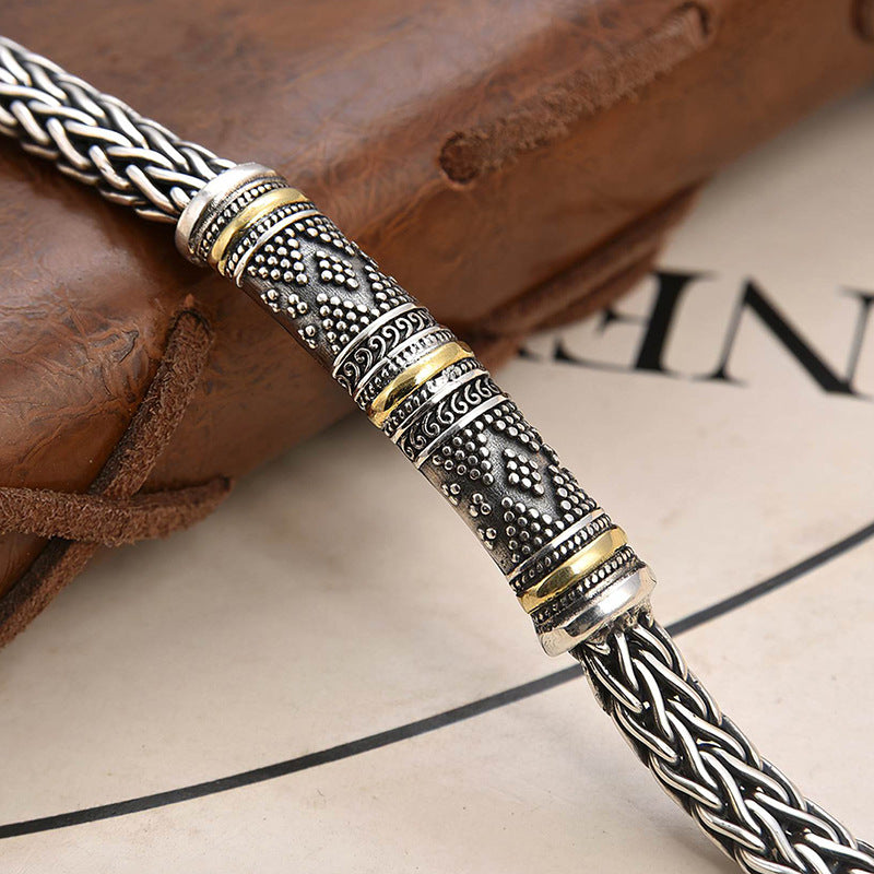 Jalair - Bracelet En Acier Inoxydable Gravé, Style Corde