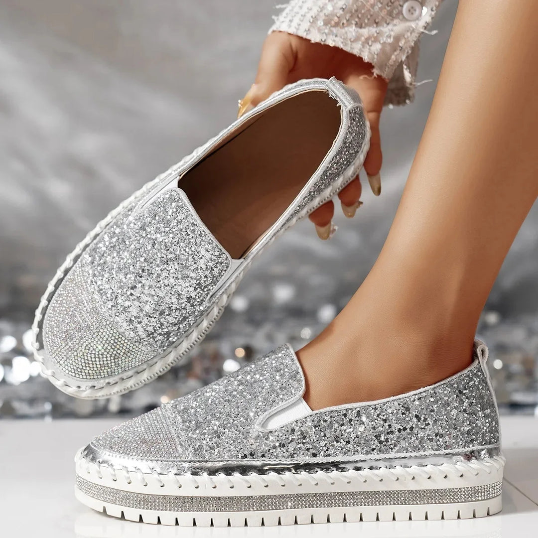 Lizka - Mocassins à Semelle Compensée Avec Paillettes et Strass