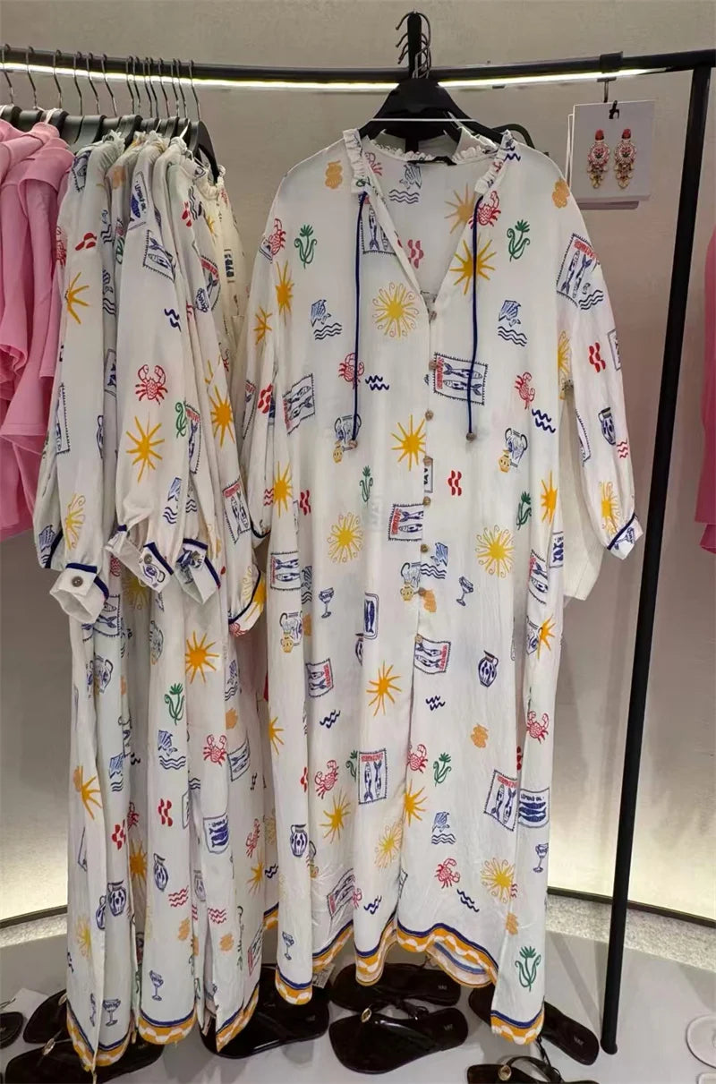Maris - Robe Longue À Imprimé Et À Manches
