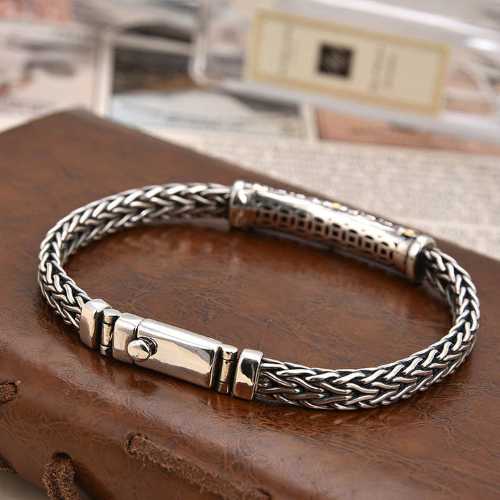 Jalair - Bracelet En Acier Inoxydable Gravé, Style Corde