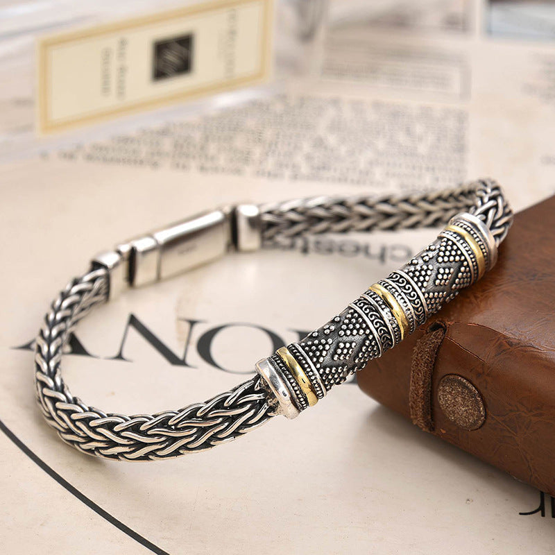 Jalair - Bracelet En Acier Inoxydable Gravé, Style Corde