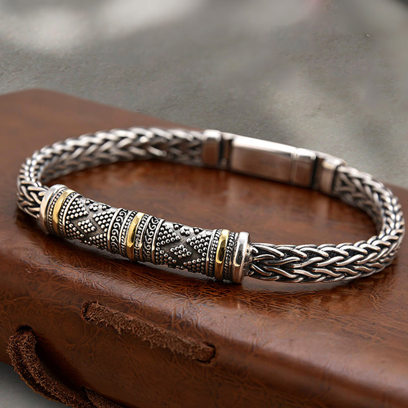 Jalair - Bracelet En Acier Inoxydable Gravé, Style Corde