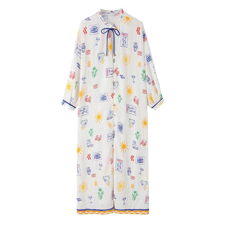 Maris - Robe Longue À Imprimé Et À Manches