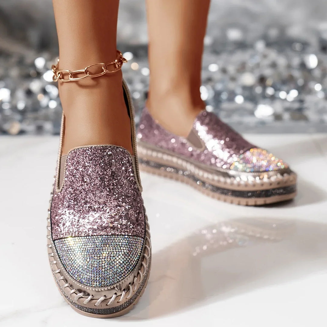 Lizka - Mocassins à Semelle Compensée Avec Paillettes et Strass