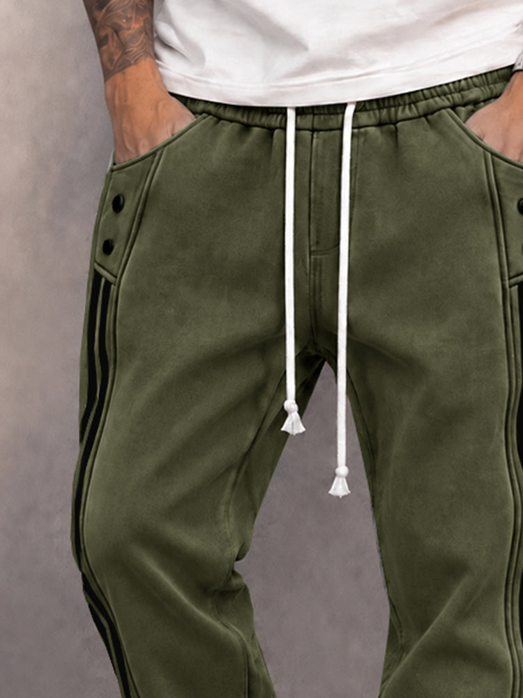 Danley - Pantalon De Jogging Décontracté en Simili-daim À Bande Latérale