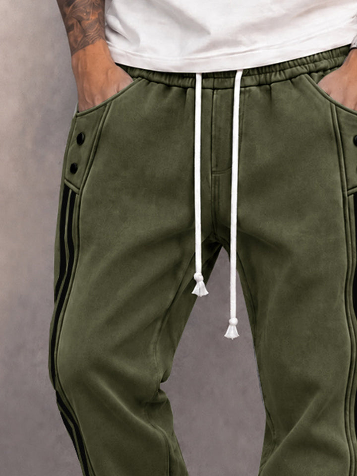 Danley - Pantalon De Jogging Décontracté en Simili-daim À Bande Latérale