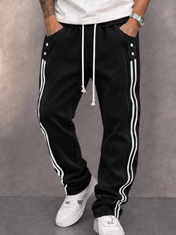Danley - Pantalon De Jogging Décontracté en Simili-daim À Bande Latérale