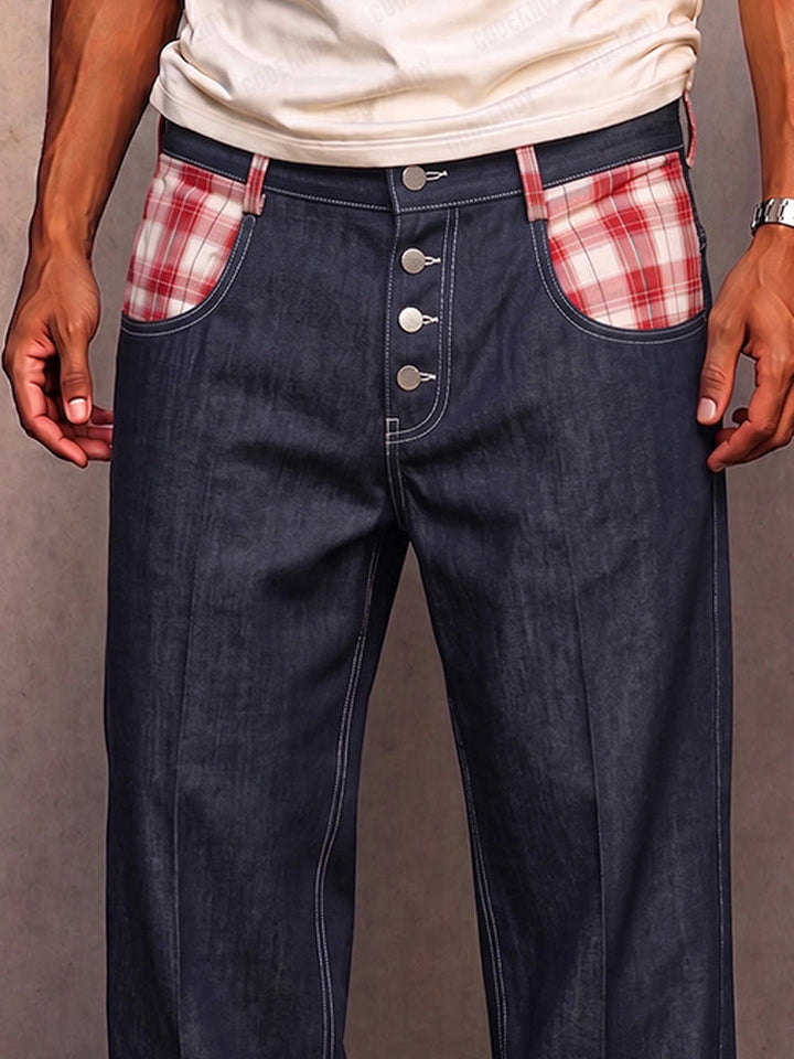 Klymz - Pantalon en Faux Denim À Empiècements Contrastés