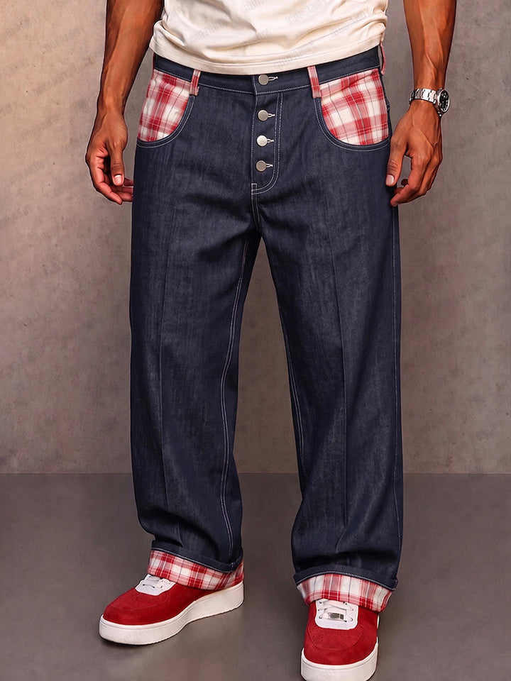 Klymz - Pantalon en Faux Denim À Empiècements Contrastés