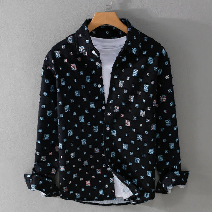 Lipsey - Chemise à manches longues boutonnée avec motif de carrés texturés