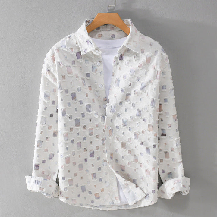 Lipsey - Chemise à manches longues boutonnée avec motif de carrés texturés