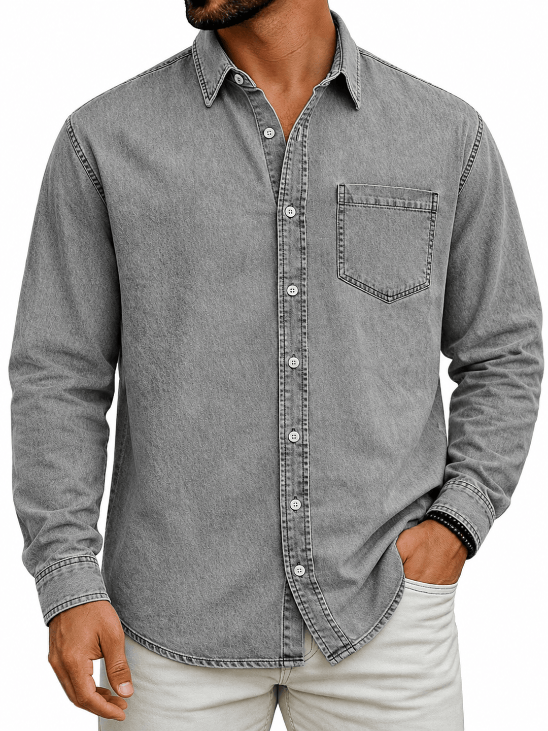 Markrem - Chemise en Jean Avec Poche Avant