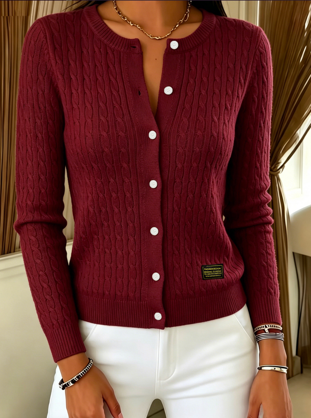 Kitija - Cardigan en Maille Torsadée Avec Boutons
