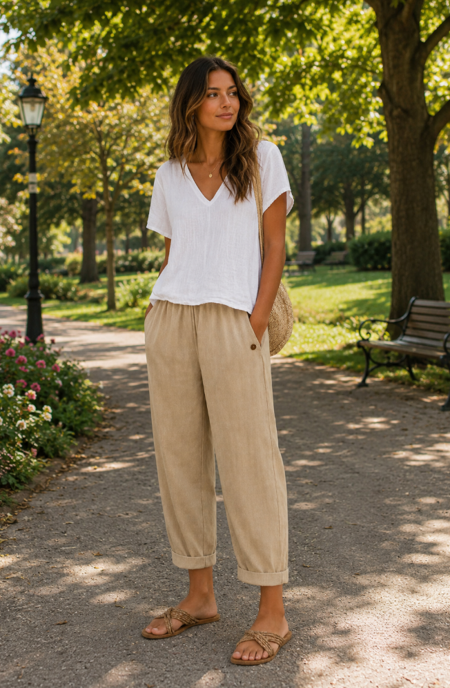 Lindia - Pantalon en Lin Léger
