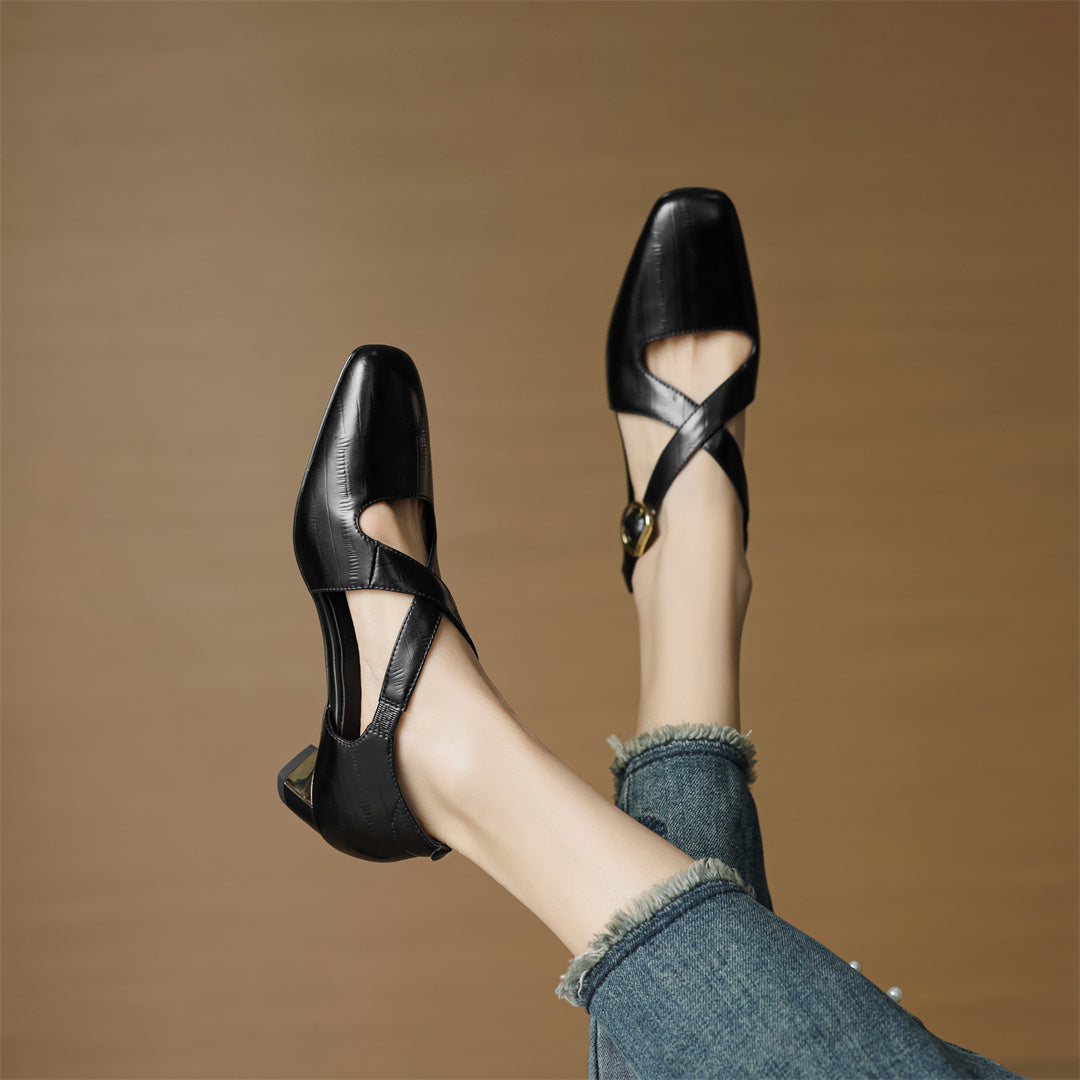 Malena - Chaussures À Lanières Croisées en Cuir