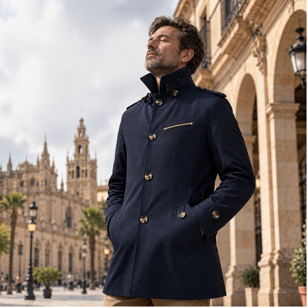 Alpaslan - Manteau à Col Cranté et Fermeture à Boutons