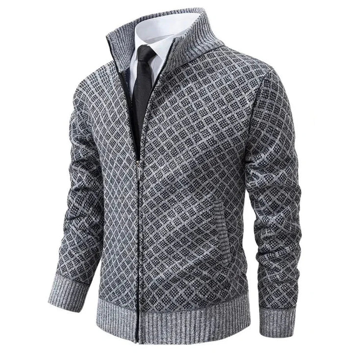 Klarik - Cardigan en Maille À Fermeture Éclair Intégrale Et Motif Losange