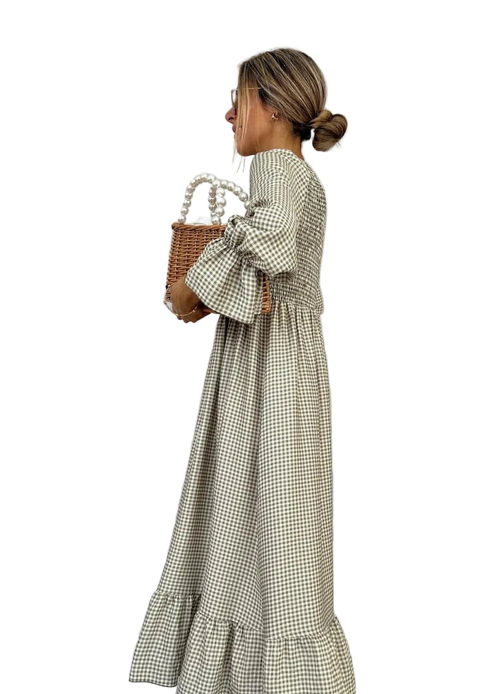 Helenee - Robe Longue À Carreaux Et Col Rond