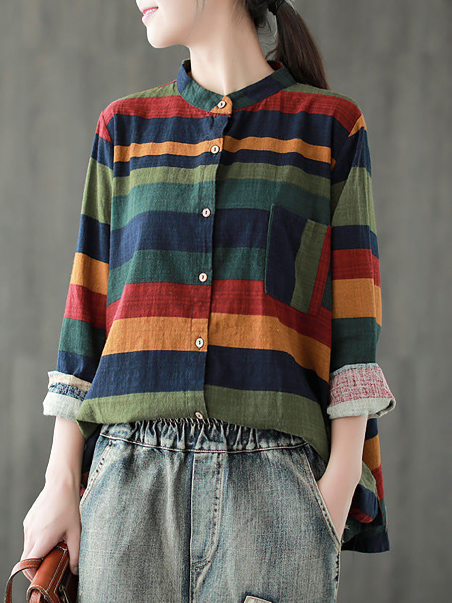 Aelina - Chemise À Manches Longues Rayée