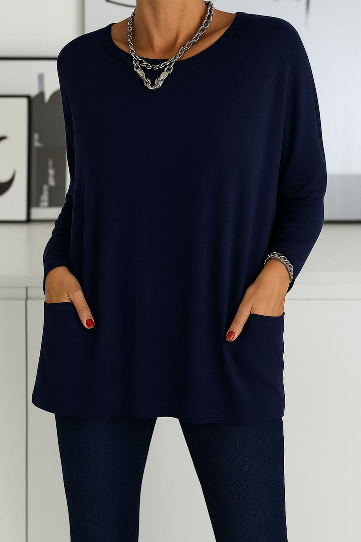 Noryn - Pull Oversize à col Rond et Poches