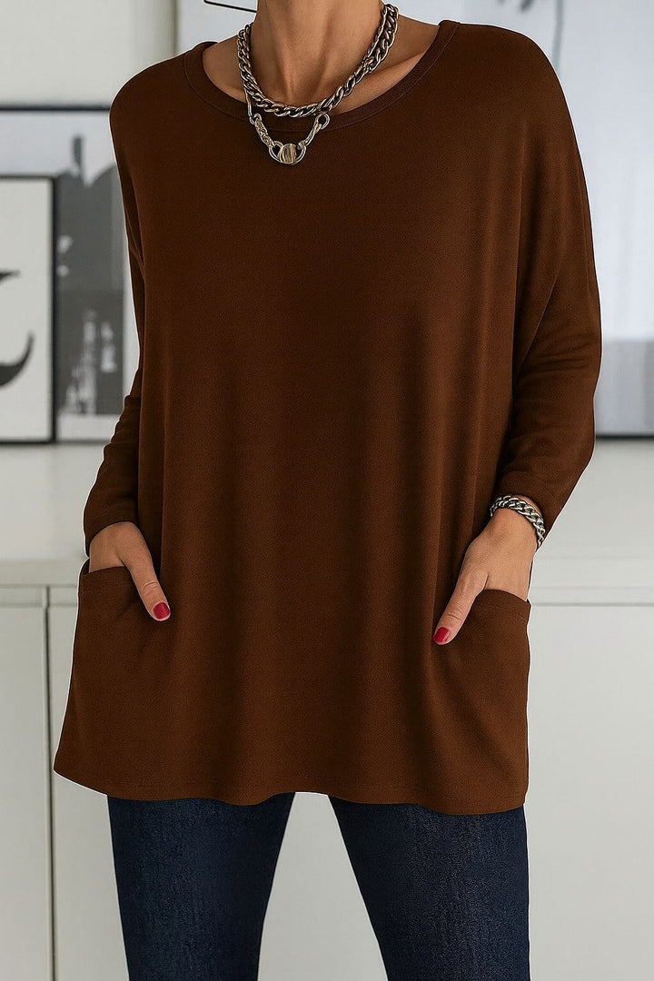 Noryn - Pull Oversize à col Rond et Poches