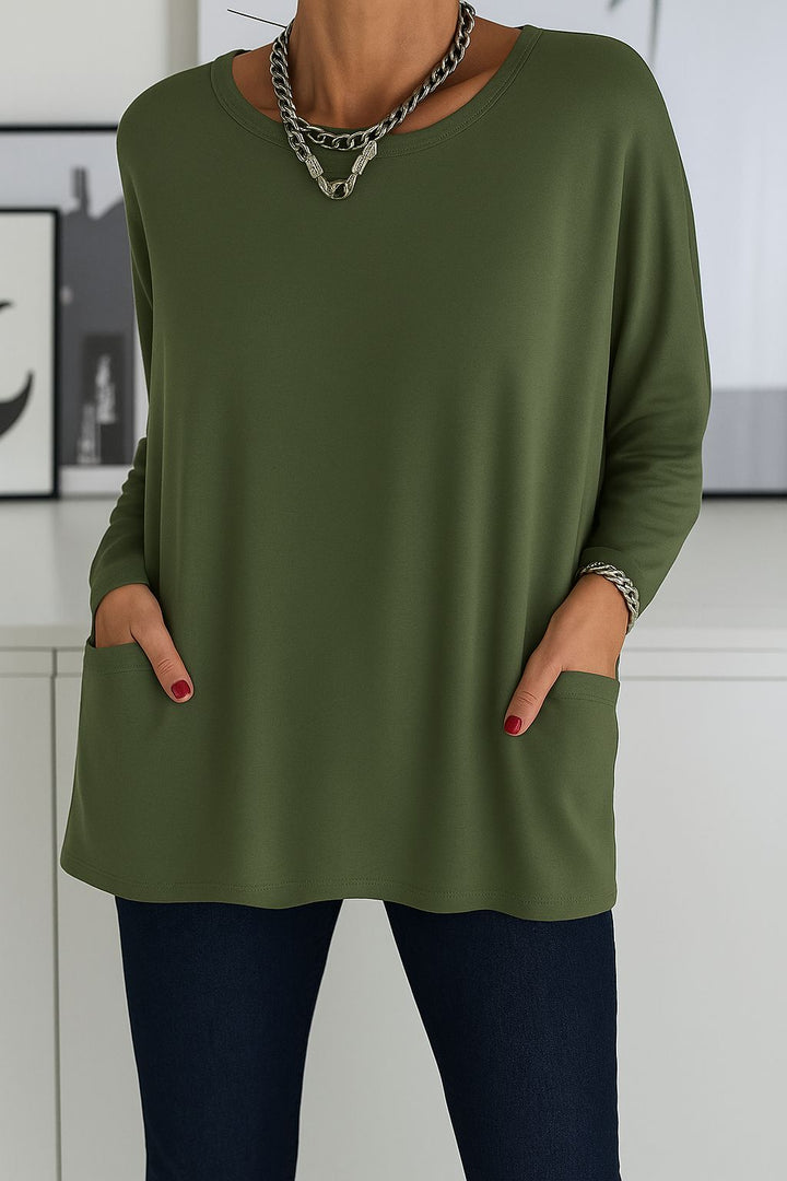 Noryn - Pull Oversize à col Rond et Poches