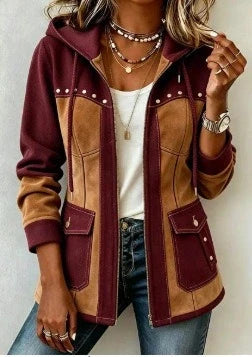 Lyndsay - Veste à Capuche Avec Empiècements Texturés Contrastés