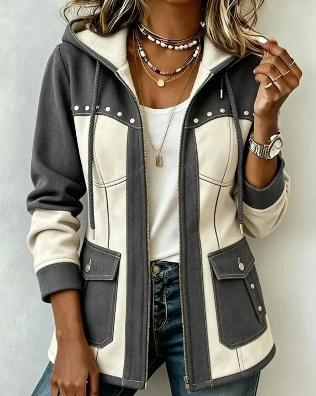 Lyndsay - Veste à Capuche Avec Empiècements Texturés Contrastés