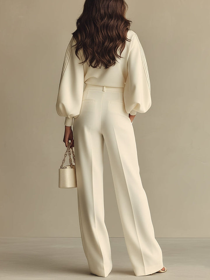 Leticya - Ensemble en Maille Avec Pantalon à Jambes Larges