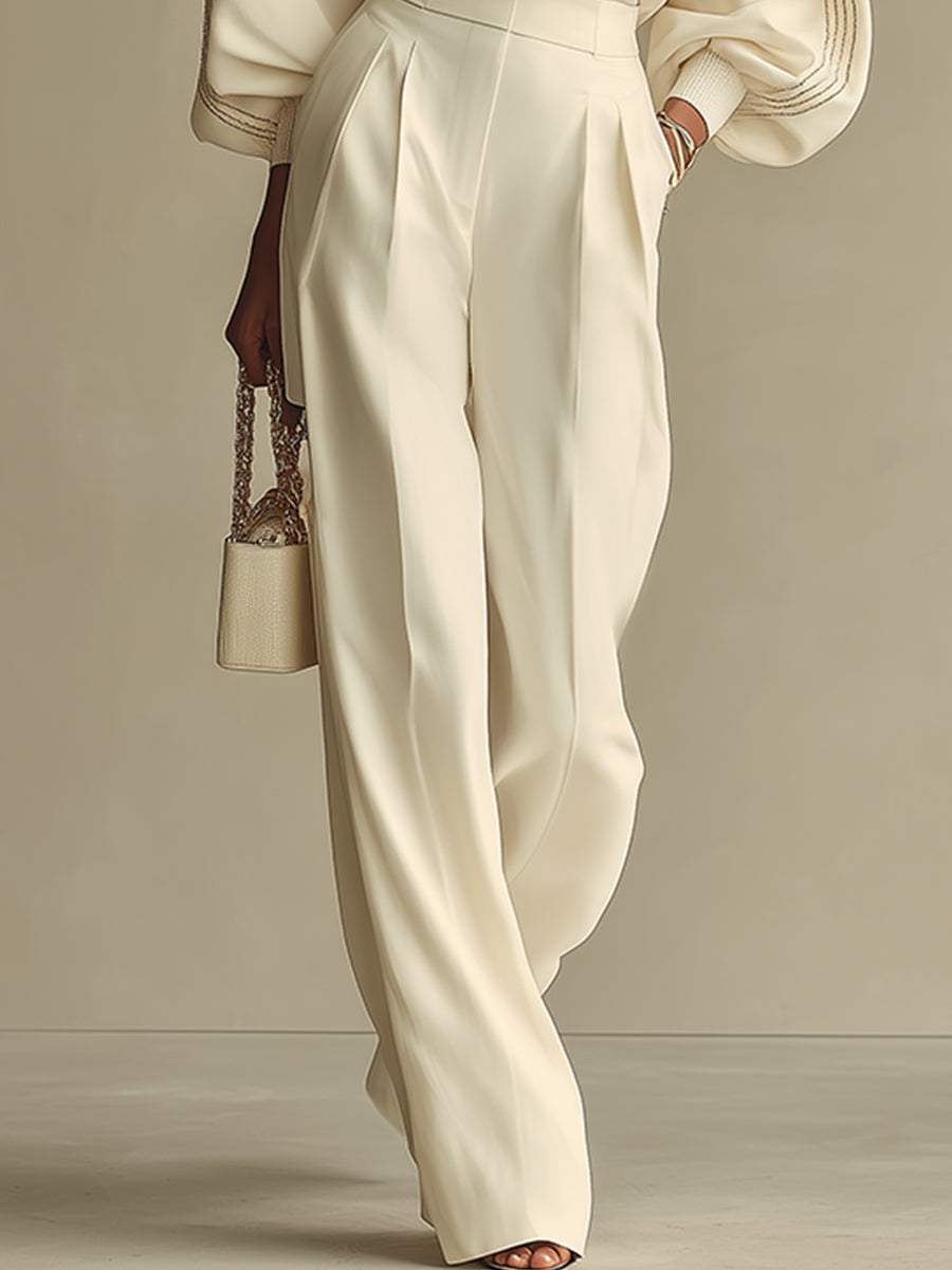 Leticya - Ensemble en Maille Avec Pantalon à Jambes Larges