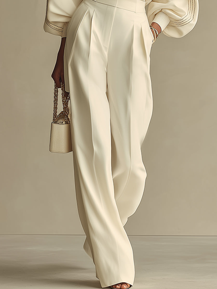 Leticya - Ensemble en Maille Avec Pantalon à Jambes Larges