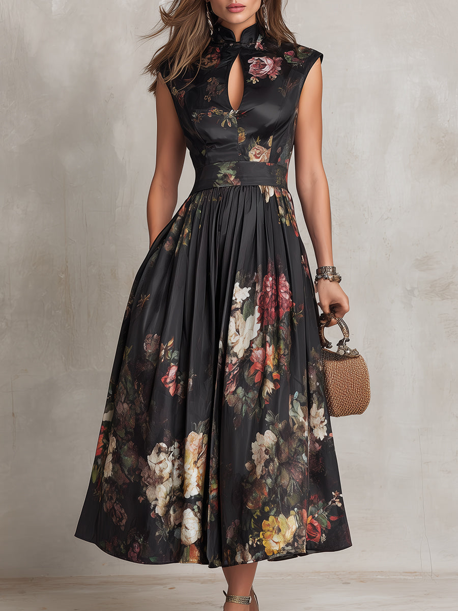 Littia - Robe En Satin à Fleurs Plissée
