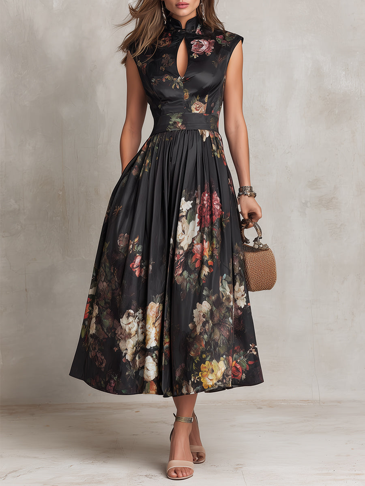 Littia - Robe En Satin à Fleurs Plissée