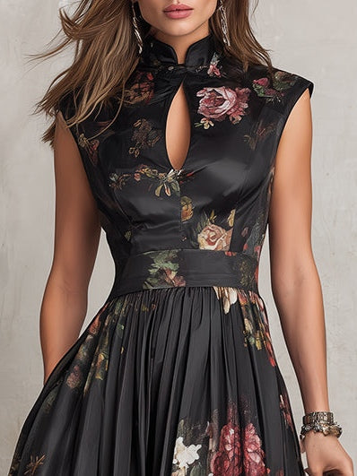 Littia - Robe En Satin à Fleurs Plissée