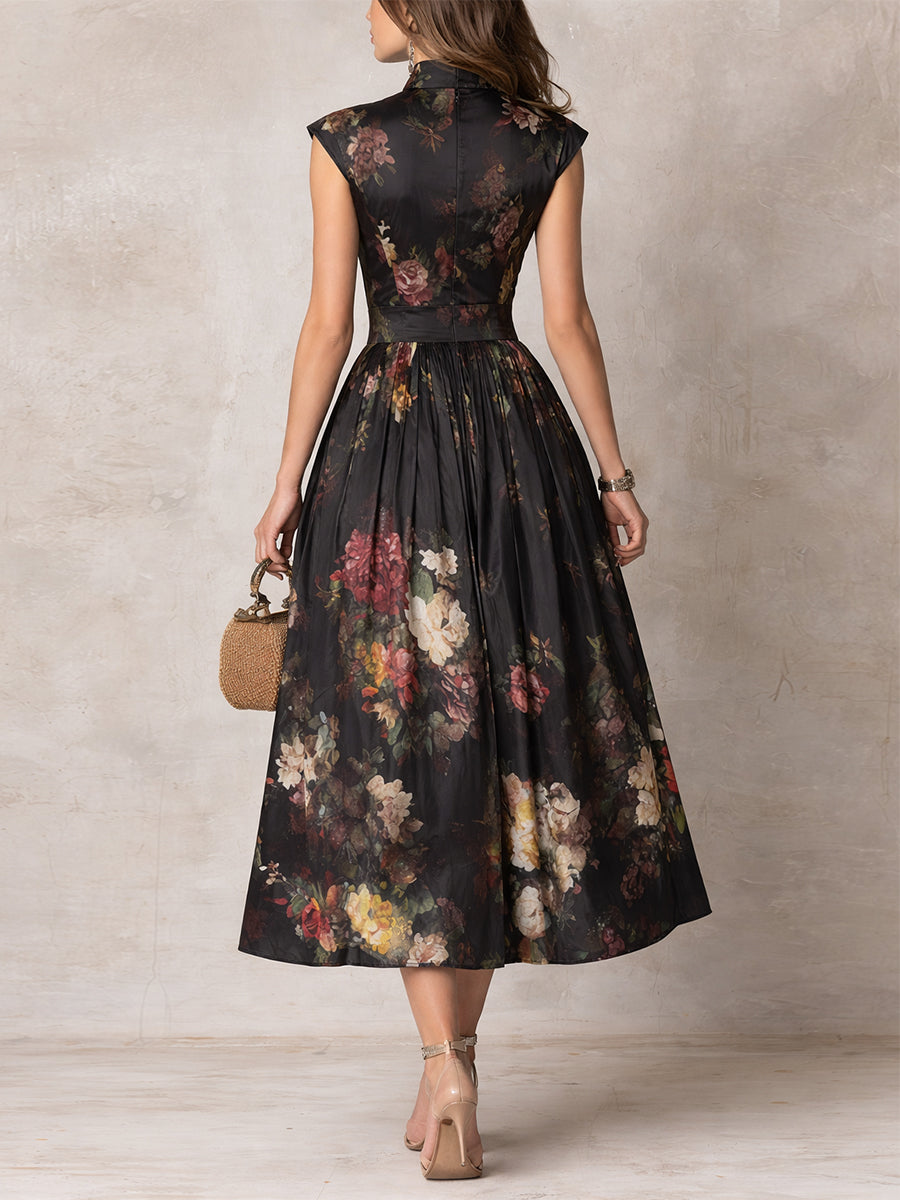 Littia - Robe En Satin à Fleurs Plissée
