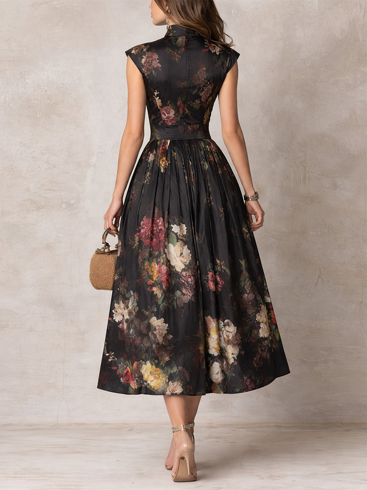 Littia - Robe En Satin à Fleurs Plissée