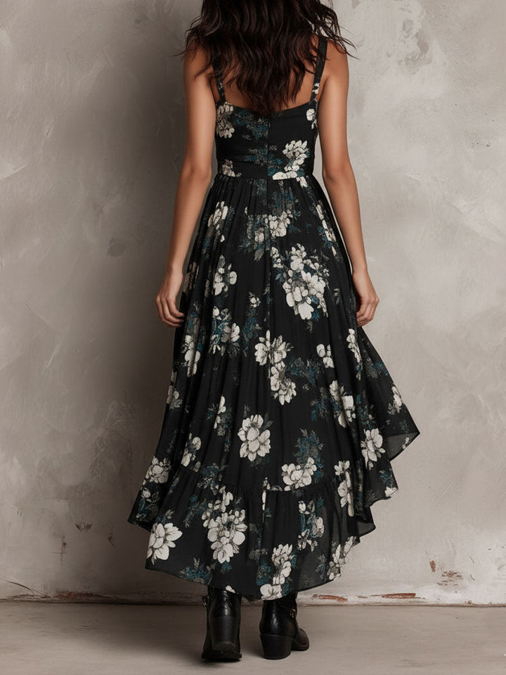 Meza - Robe Longue Sans Bretelles À Imprimé Floral Bohème