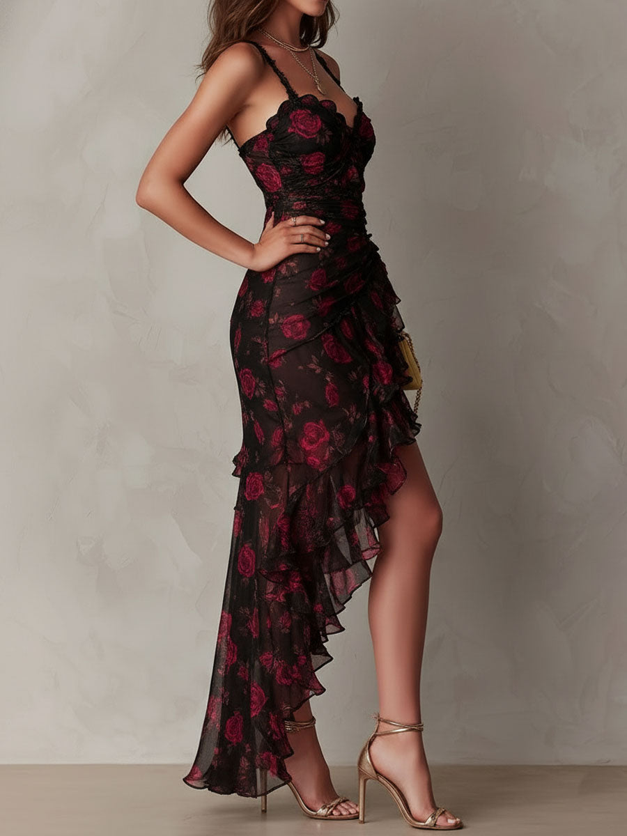 Deyna - Robe Florale élégante à Ourlet Froncé