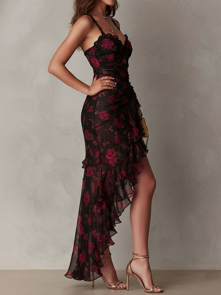 Deyna - Robe Florale élégante à Ourlet Froncé