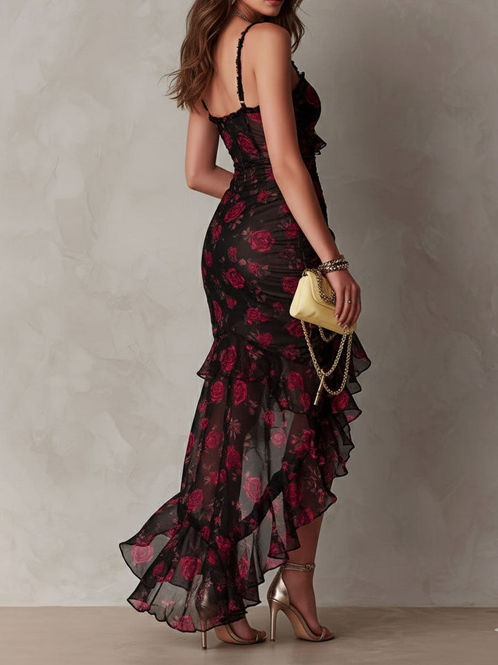 Deyna - Robe Florale élégante à Ourlet Froncé