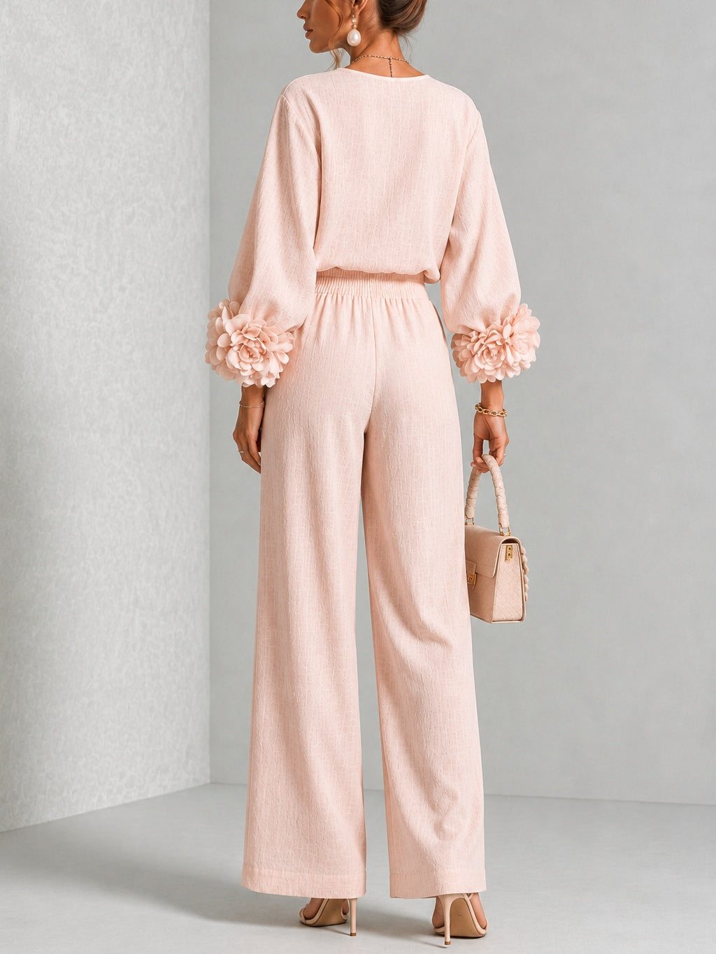 Ayser - Ensemble Haut et Pantalon à Poignets Fleuris