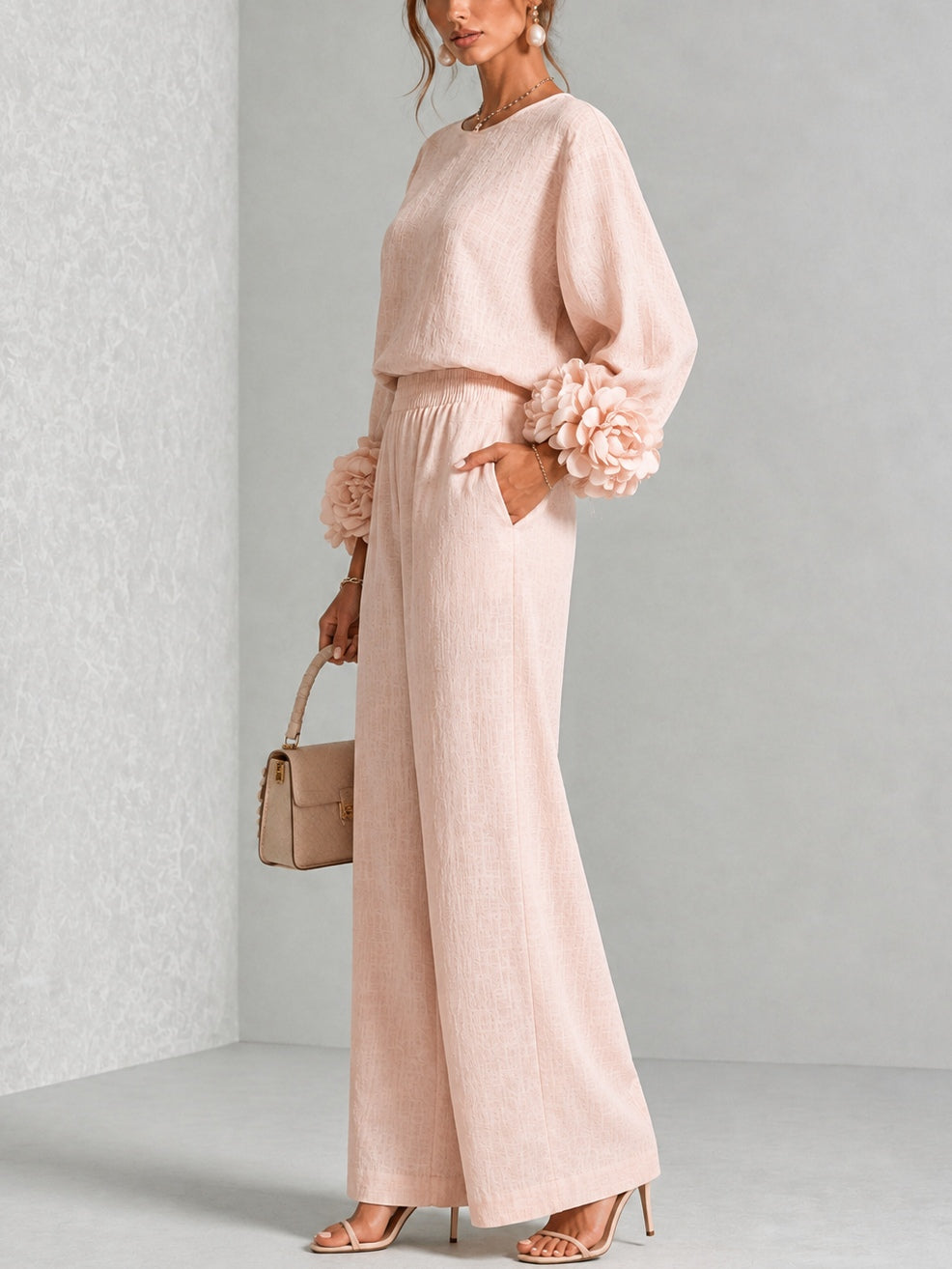 Ayser - Ensemble Haut et Pantalon à Poignets Fleuris