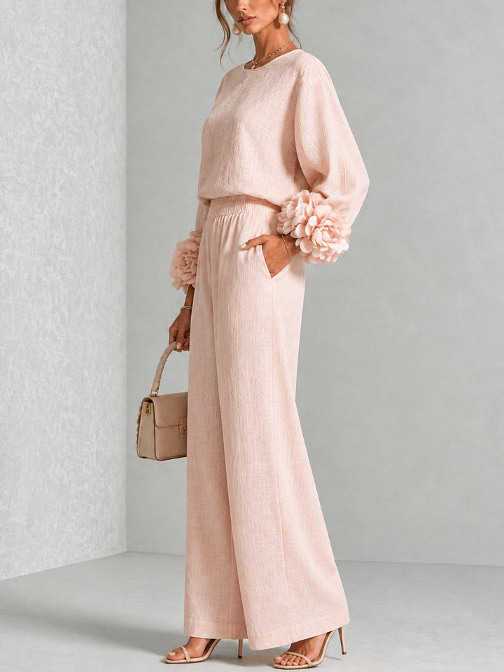 Ayser - Ensemble Haut et Pantalon à Poignets Fleuris