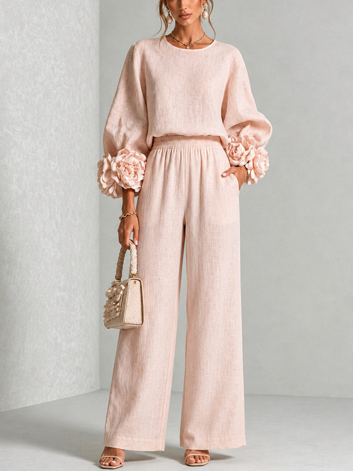 Ayser - Ensemble Haut et Pantalon à Poignets Fleuris