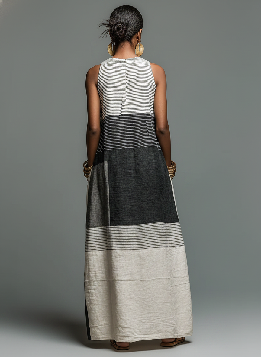 Jynnie - Robe Longue Rayée Sans Manches