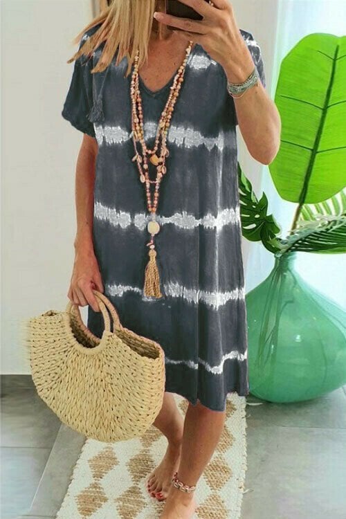 Karlaa - Robe Ample D'été À Rayures en Batik