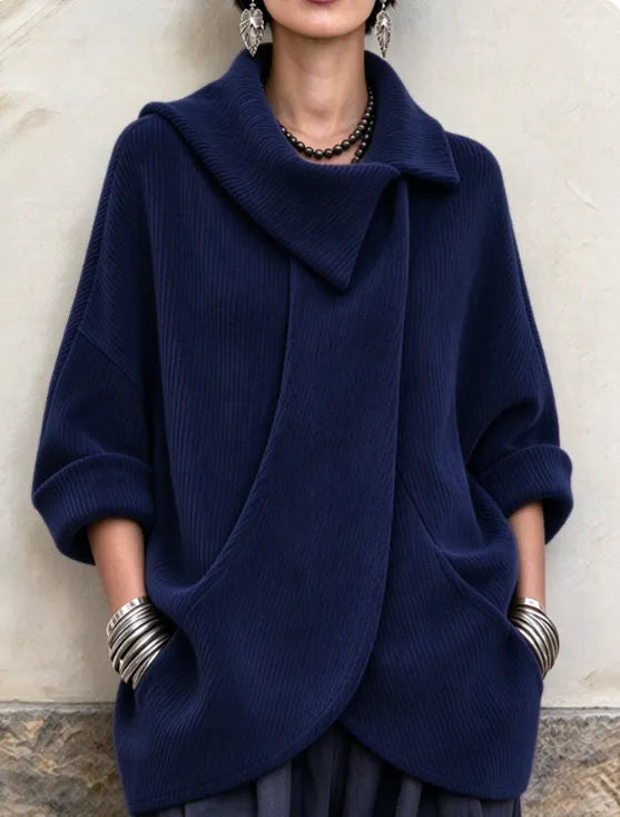 Lenneke - Veste Oversize à Col Asymétrique et Poches Asymétriques